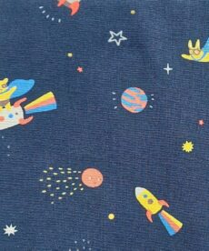 navy cotton poplin fabric space pattern at More Sewing