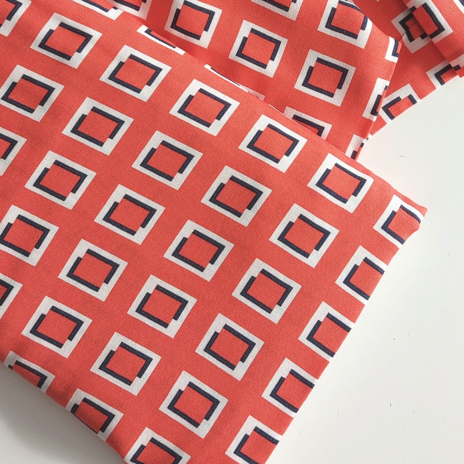 Squares on Red Viscose Fabric | More Sewing