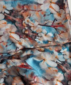 Blosson On Blue Viscose Fabric | More Sewing