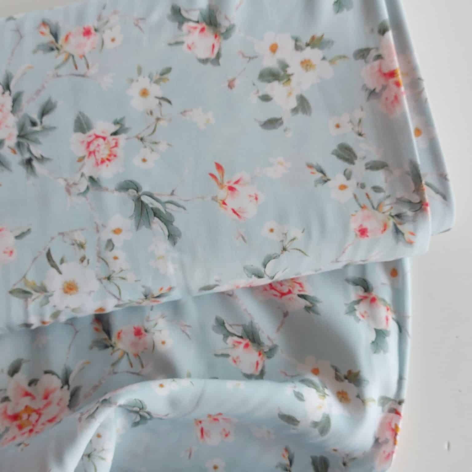 pale blue floral viscose fabric | More Sewing