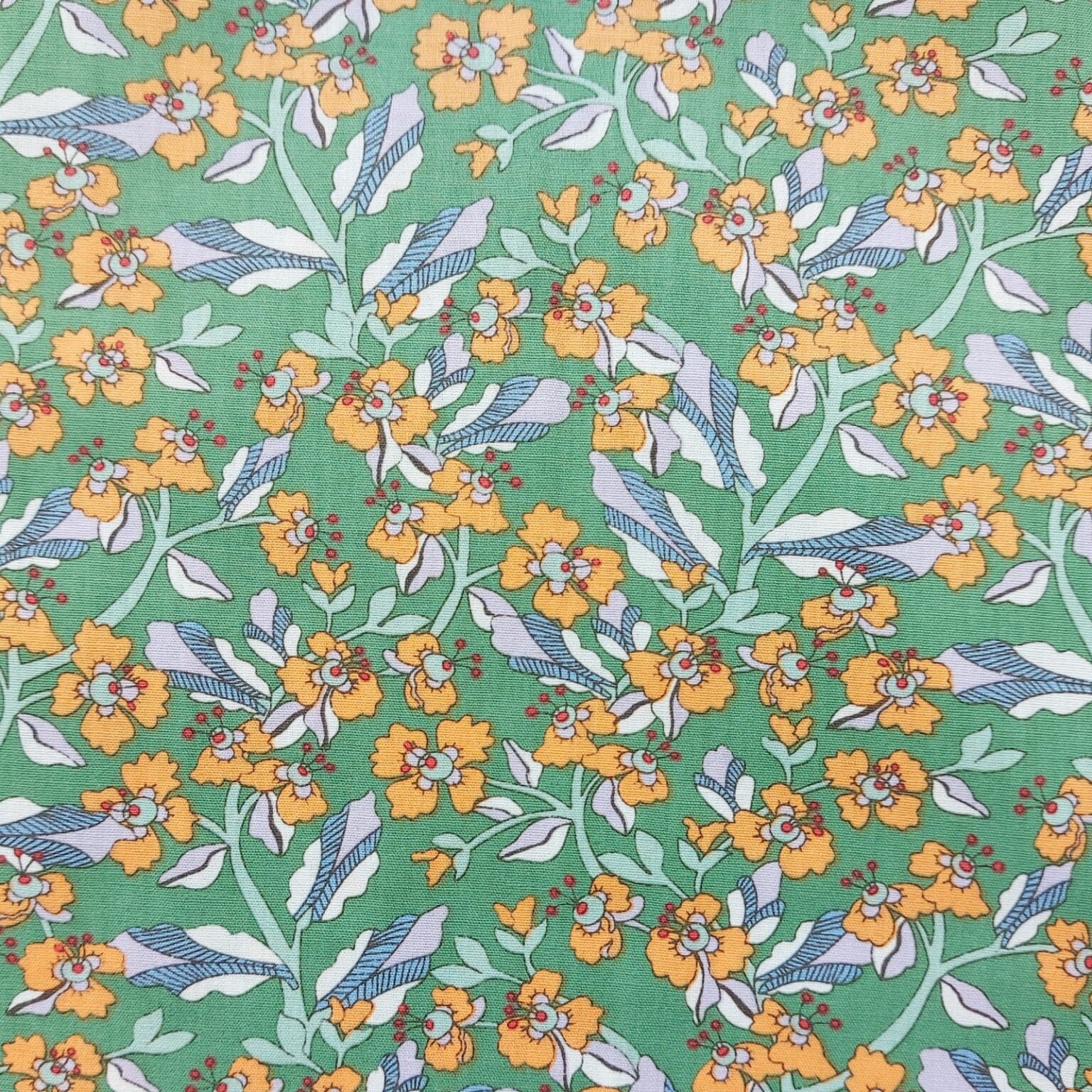 Retro Floral Green cotton fabric for sale at More Sewing