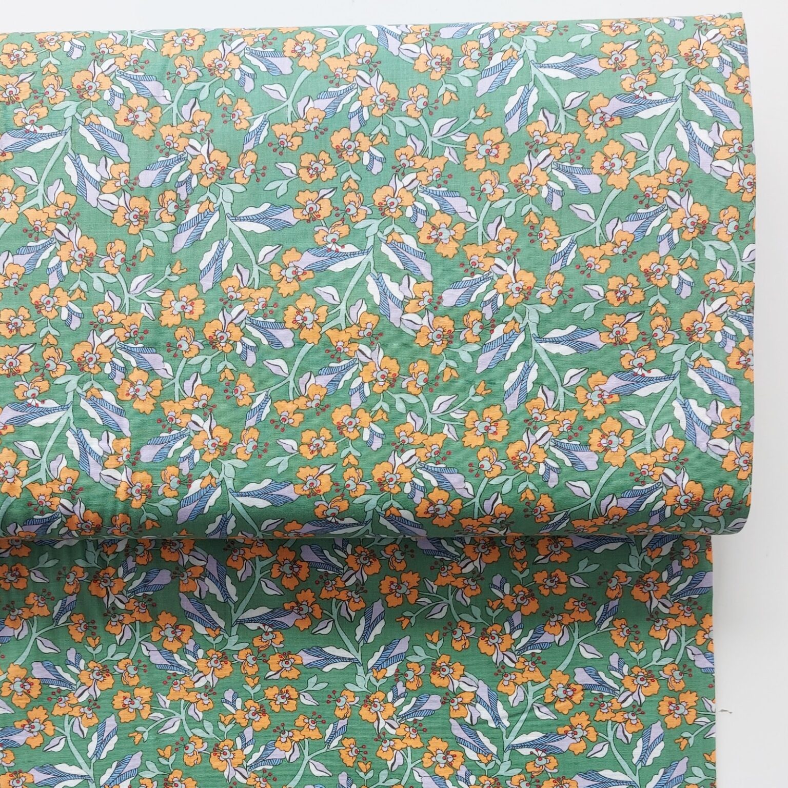 Retro Floral Green cotton fabric | More Sewing