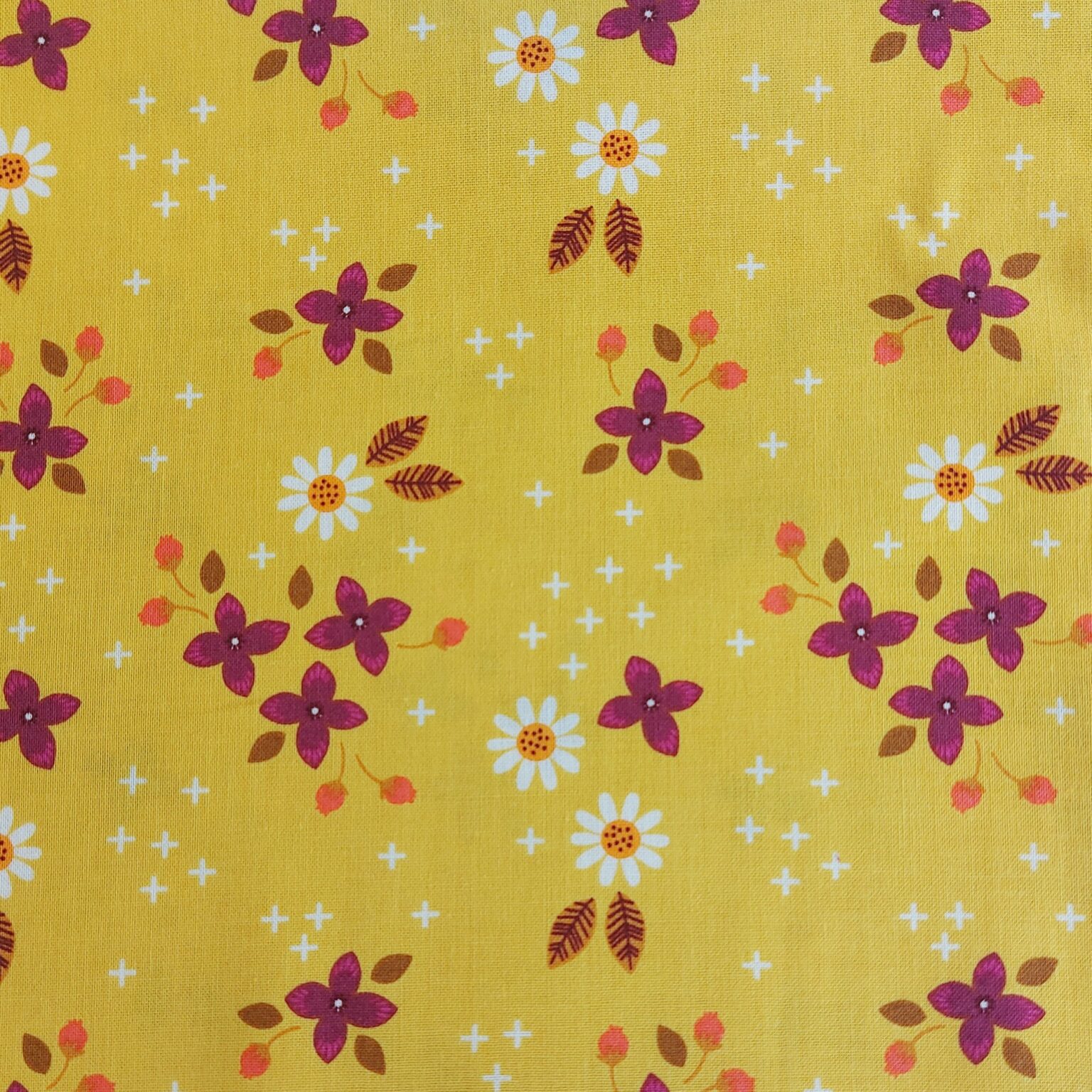 mustard floral cotton fabric | More Sewing