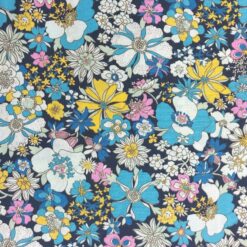 Funky Floral On Navy Blue Cotton Fabric | More Sewing