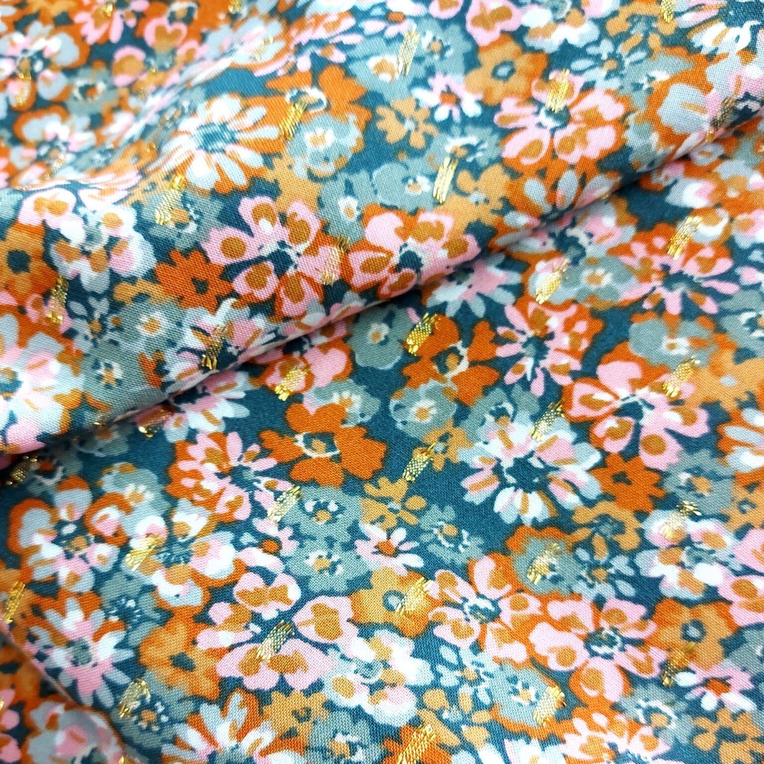 Viscose Floral Fabric With Lurex Highlights at Mote Sewing