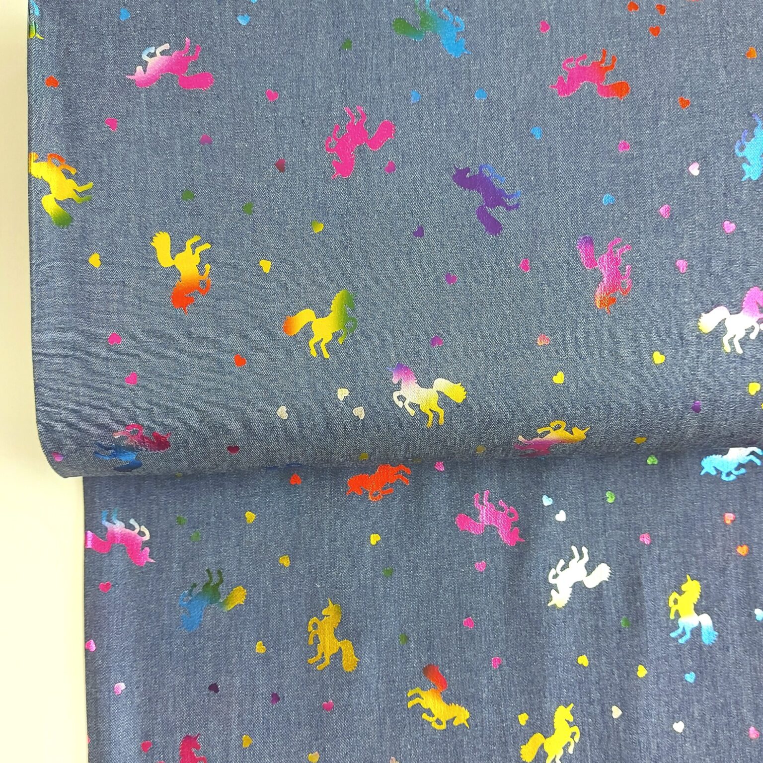 Unicorn and Hearts Cotton Chambray Cotton Fabric | More Sewing