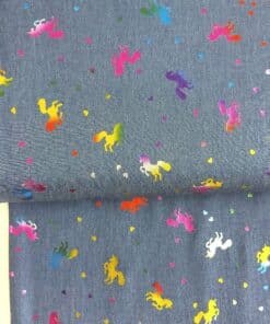 Unicorn and Hearts Cotton Chambray Cotton Fabric | More Sewing