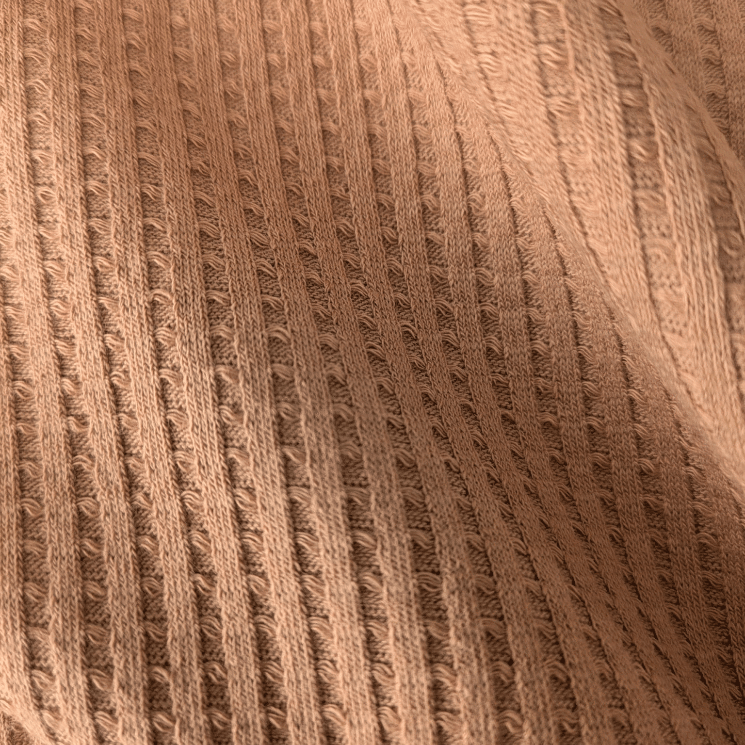 Cotton Jersey Fabric Waffle Weave Camel Brown 140cm Wide