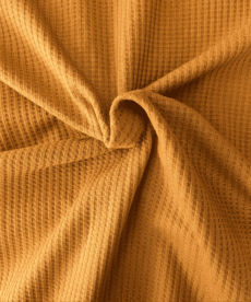 Cotton Jersey Fabric Waffle Weave Mustard Yellow 140cm Wide