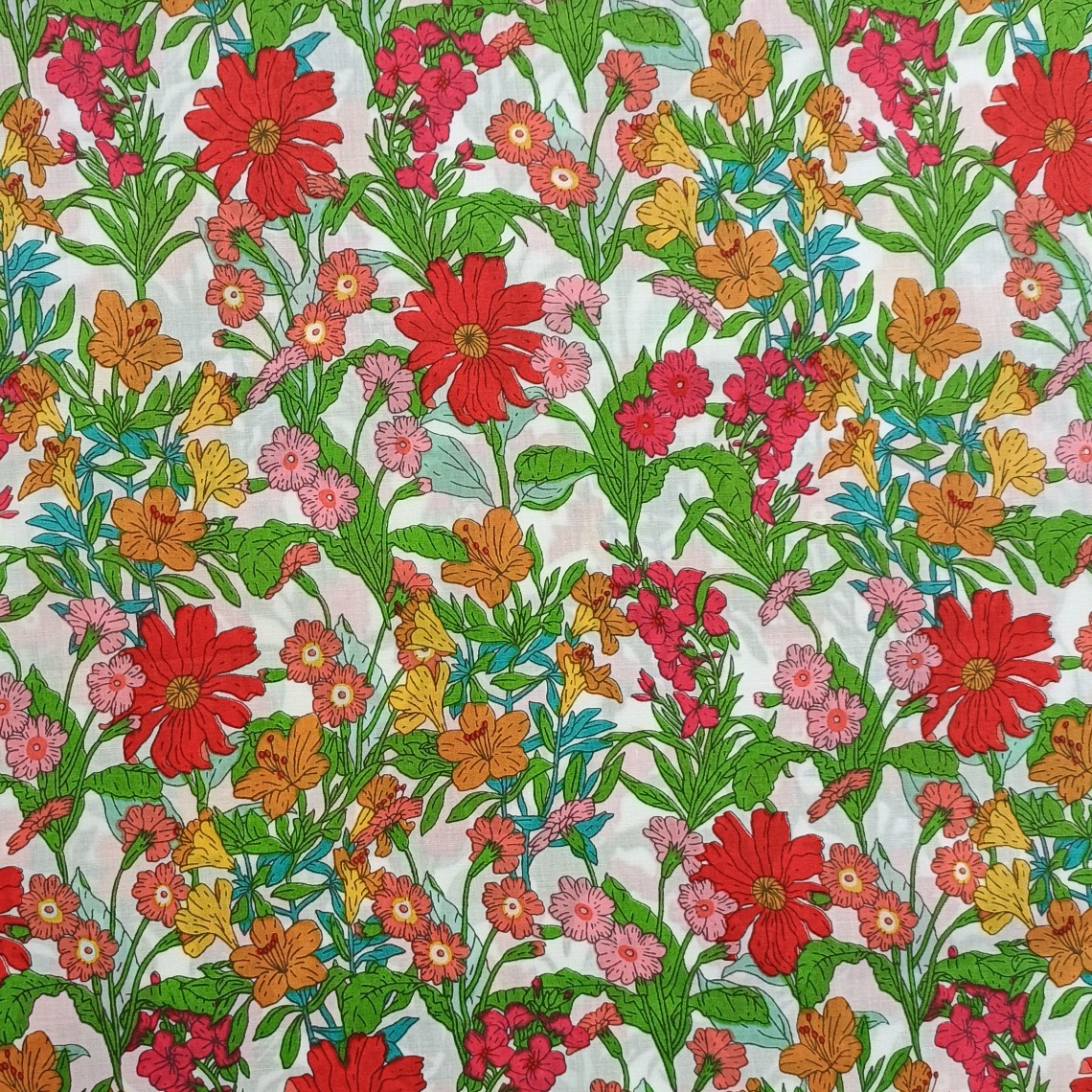 Buy Flower Power Red Pima Cotton Lawn Fabric At More Sewing