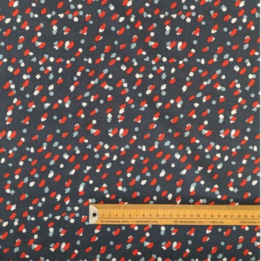 French Terry Jersey Fabric - Organic - Sketchy Spots On Blue - 160cm Wide 1