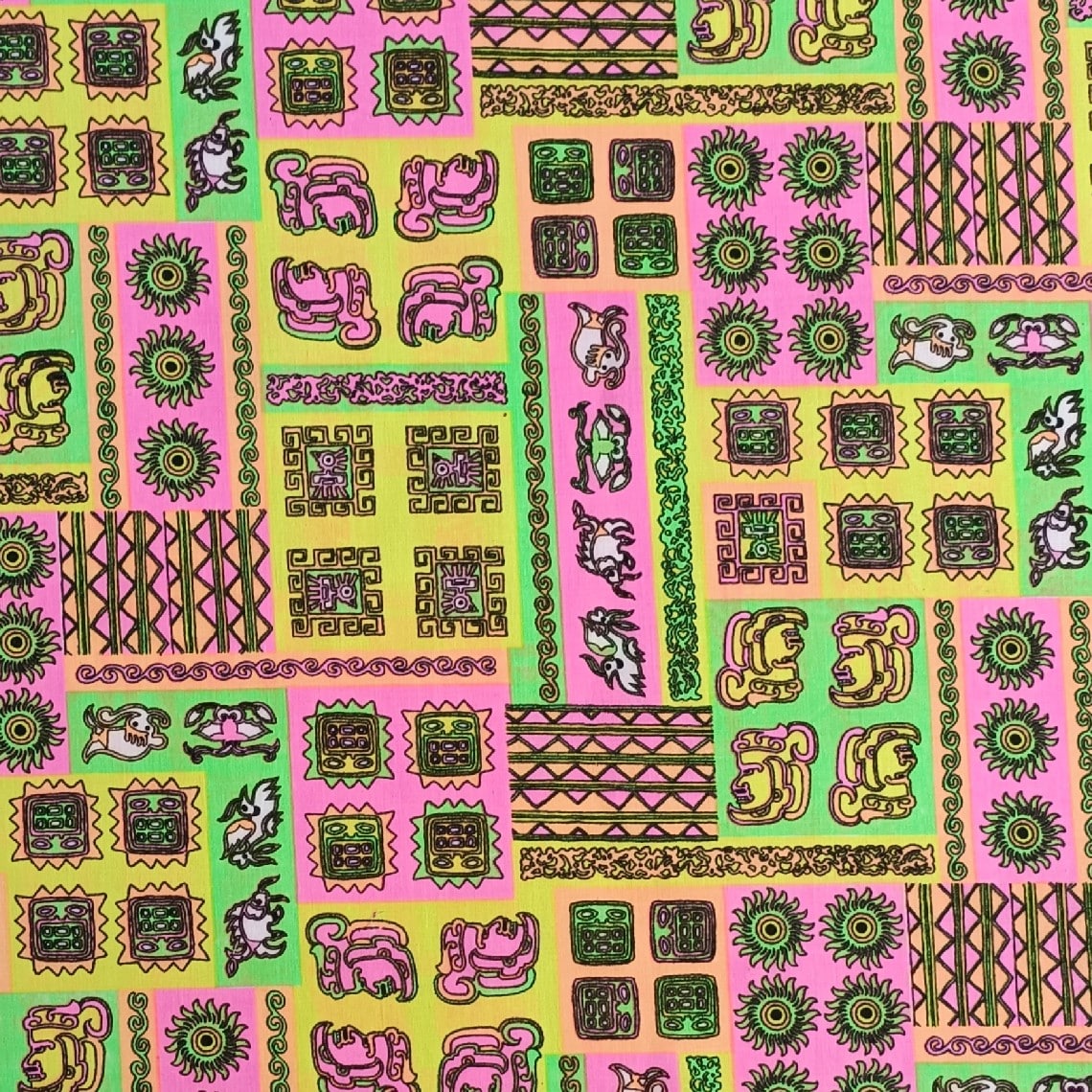 Neon Aztec Doodle Cotton | More Sewing