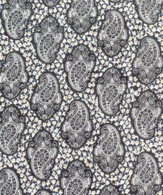 Woodblock Paisley Navy Viscose fabric for sale at More Sewing