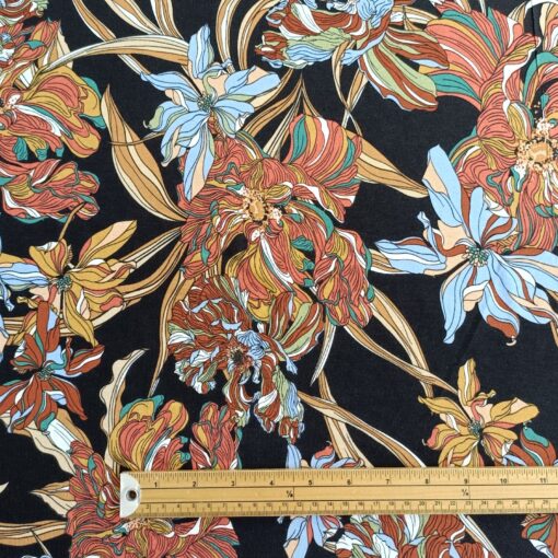 Viscose Jersey Fabric - Floral Barbara Stretch - 150cm Wide 1