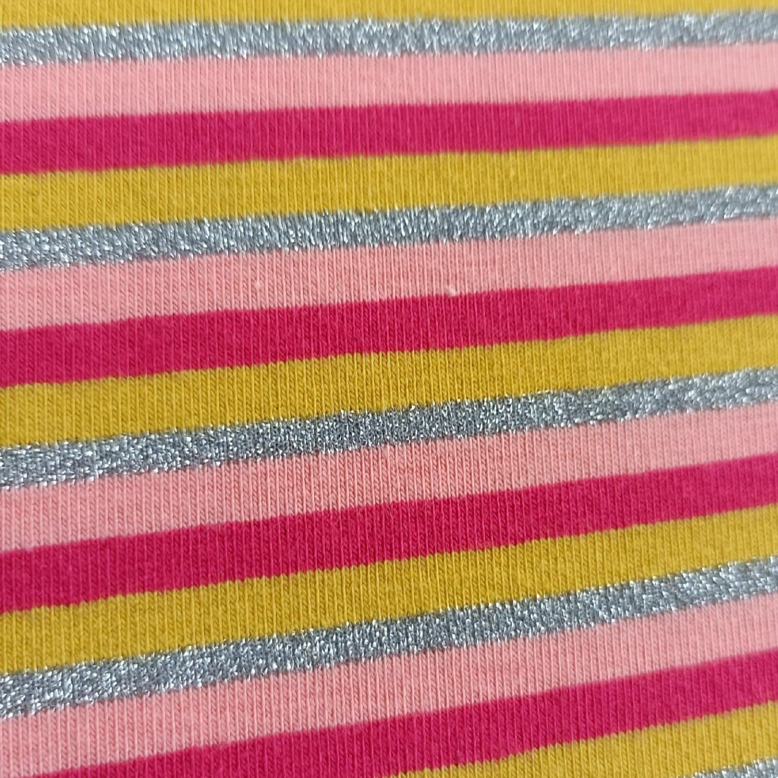 Dressmaking Fabric | Lurex Stripe Jersey Fabric Glitter Stripe | More Sewing