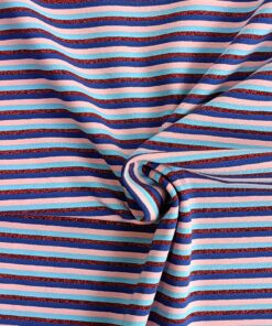 Jersey Fabric Lurex Glitter Stripe - Purple Pink Blue & Red Glitter - 150cm Wide 4