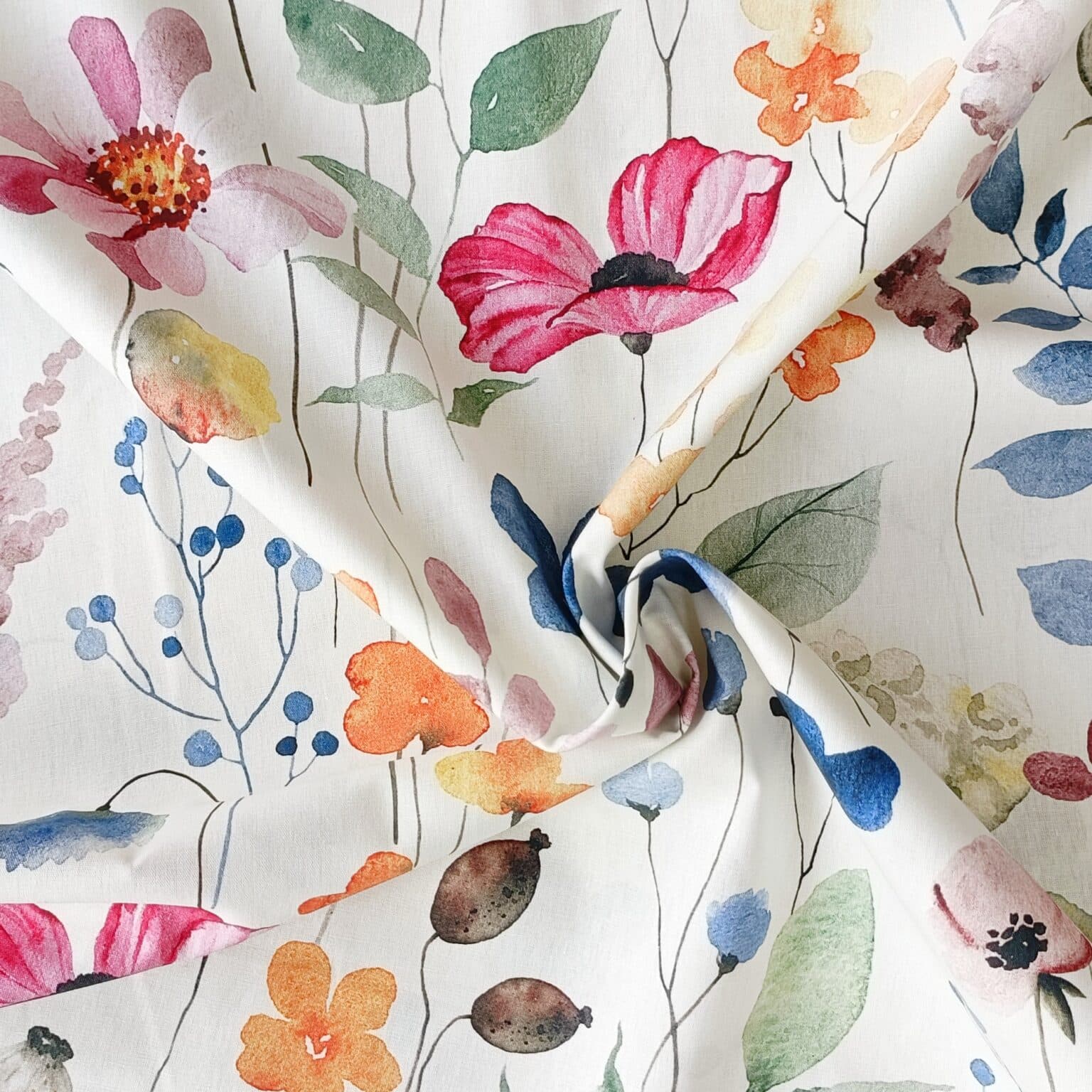 Cotton Fabric - Autumn Seedheads Floral - 150cm Wide