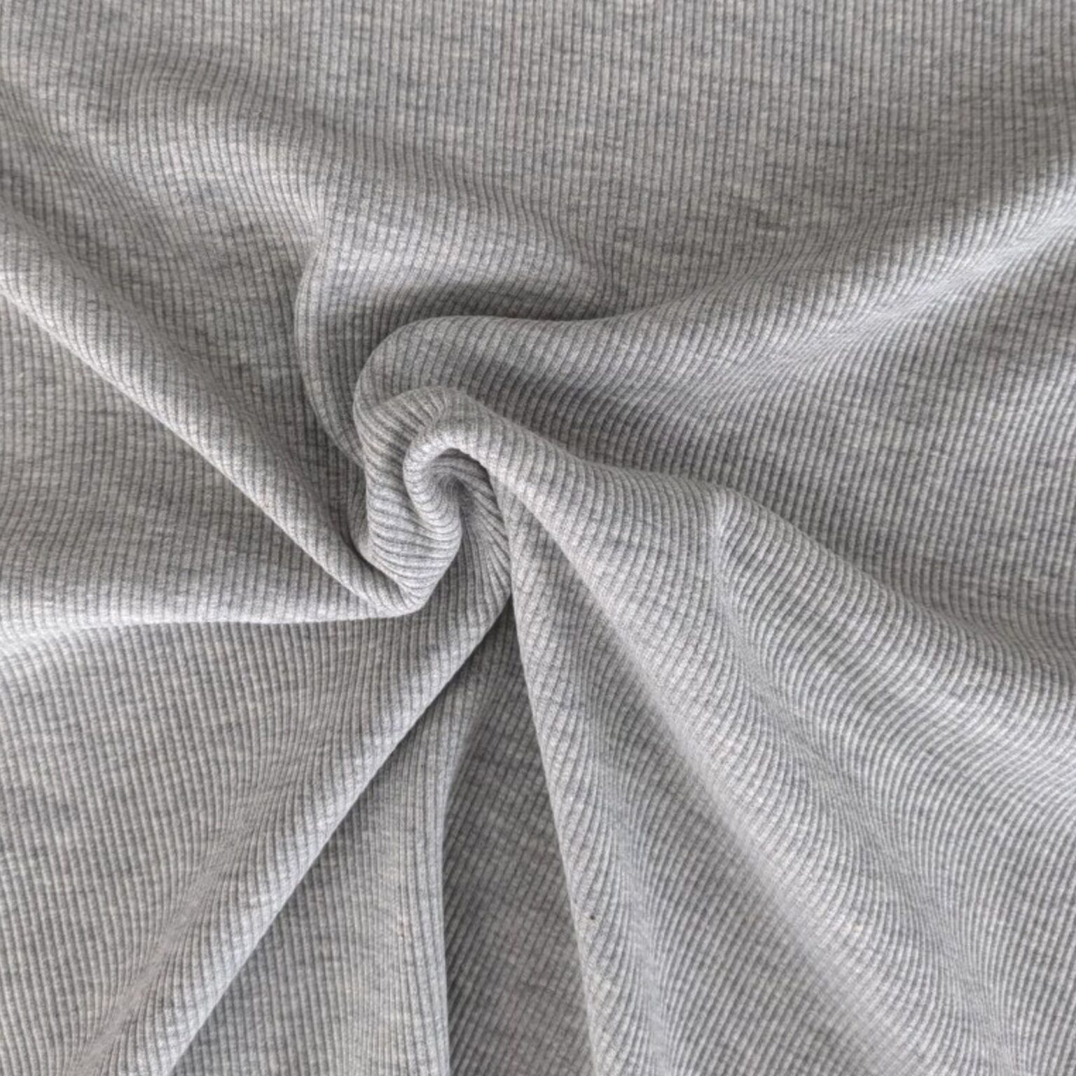 Ribbed Cotton Jersey Fabric - Grey Marl - 140cm Wide