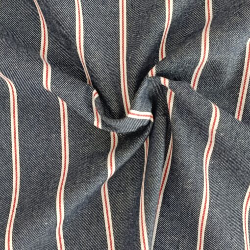 Striped Denim Fabric - Lightweight Cotton - 145cm Wide 1
