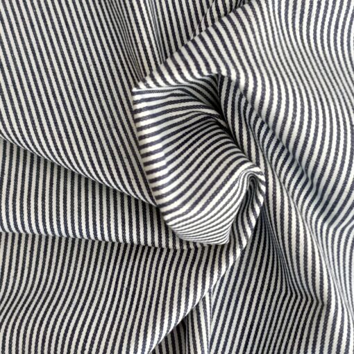 Striped Denim Blue Fabric - Lightweight Cotton - 155cm Wide 1