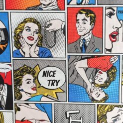 Half Panama Fabric - Life Pop Art - 140cm Wide