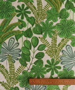 Half Panama Fabric - Leaves - 140cm Wide 4