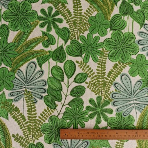 Half Panama Fabric - Leaves - 140cm Wide 2