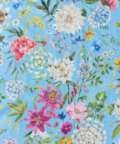 Cotton Fabric - Passionflower On Blue - 150cm Wide