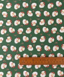 Cotton Fabric - Christmas Santa & Candy Canes - 150cm Wide