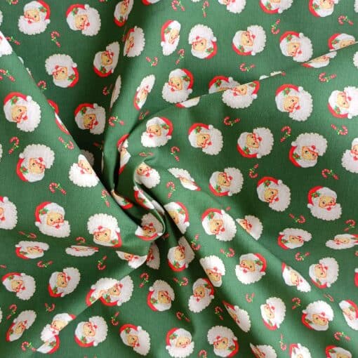 Cotton Fabric - Christmas Santa & Candy Canes - 150cm Wide 2