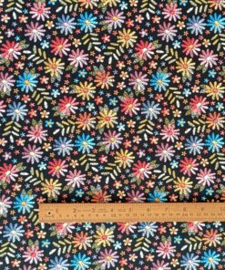 Cotton Jersey Fabric - Embroidered Flower Digital Print - 150cm Wide 3