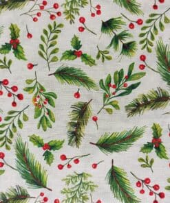 Cotton Fabric - Christmas Twig & Berries - 150cm Wide