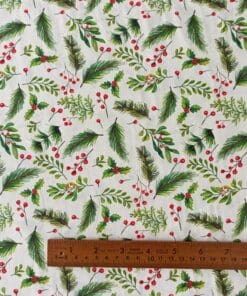 Cotton Fabric - Christmas Twig & Berries - 150cm Wide 3