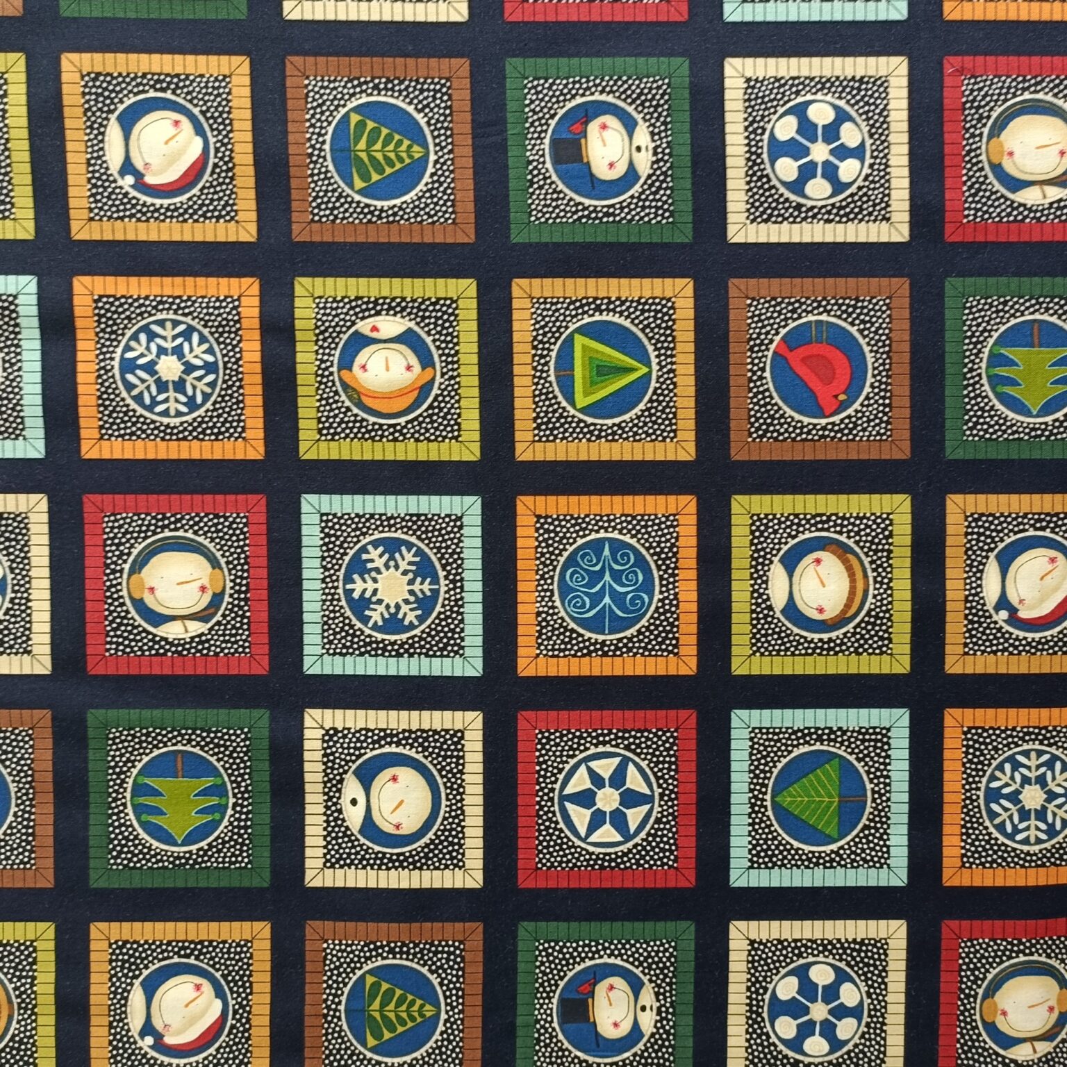Cotton Fabric - Christmas Squares - 110cm Wide