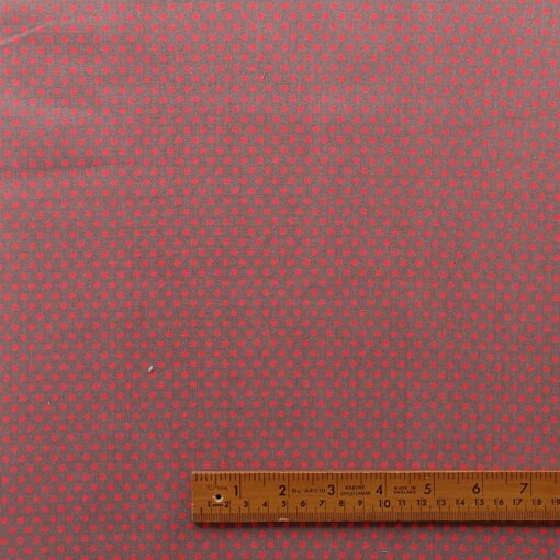 Cotton Poplin Fabric - Red Spot On Tan - 110cm Wide 1
