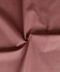 Cotton Poplin Fabric - Red Spot On Tan - 110cm Wide