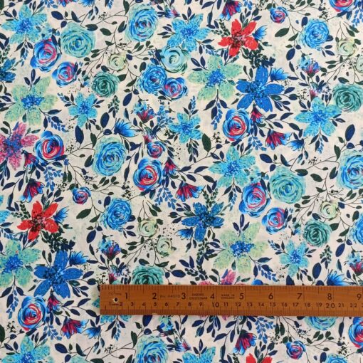 Pima Cotton Lawn Fabric - Sketchy Bloom - 140cm Wide 1