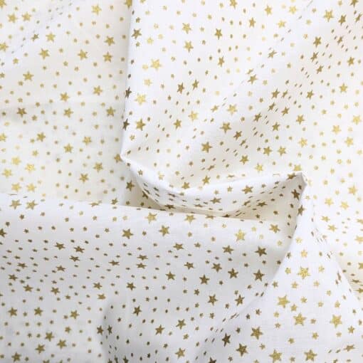Cotton Fabric - Christmas Small Gold Stars - 140cm Wide