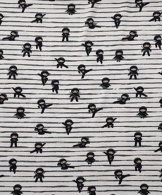 Cotton Jersey Fabric - Ninja on White - 150cm Wide