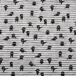 Cotton Jersey Fabric - Ninja on White - 150cm Wide