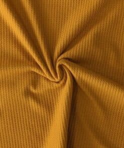 Cotton Jersey Fabric - Waffle Weave - Mustard Yellow - 140cm Wide
