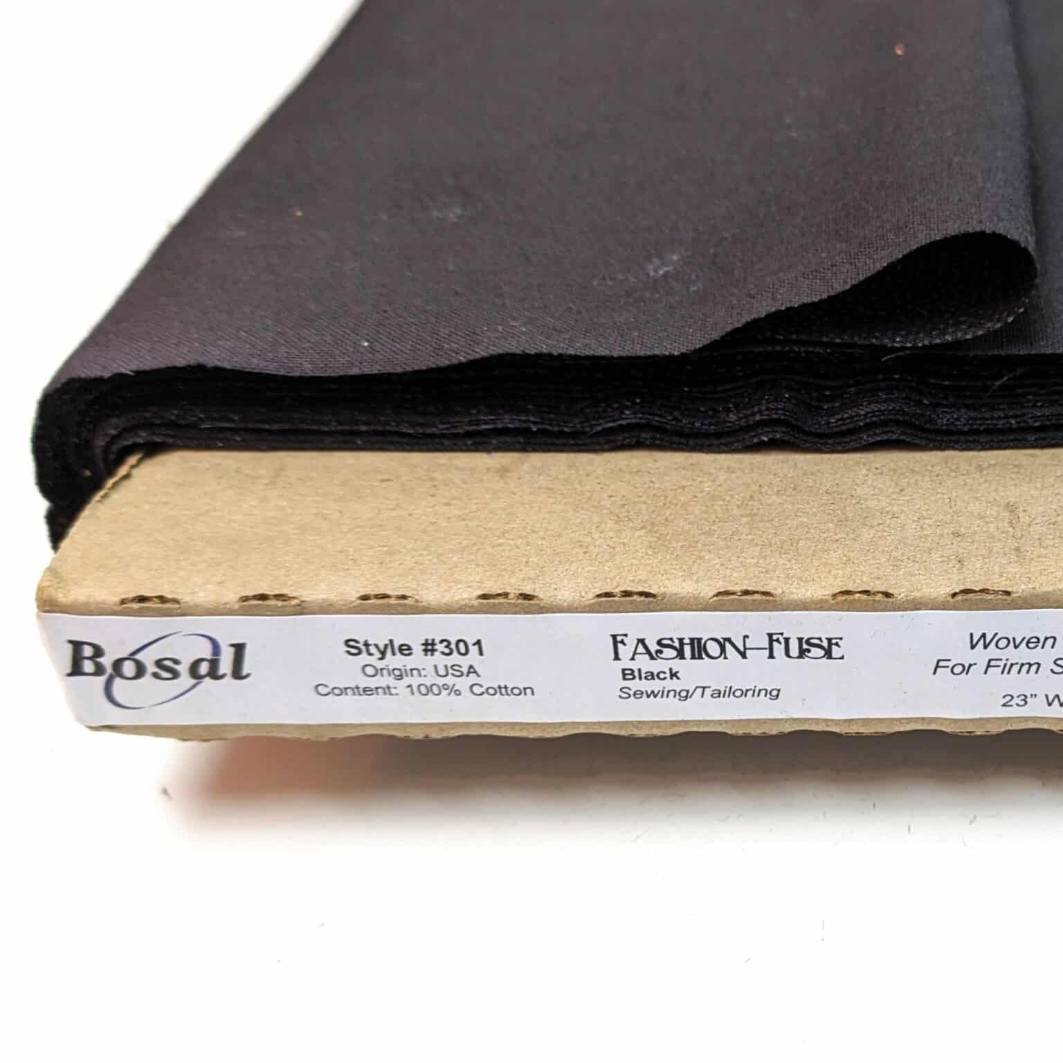 Bosal Fashion Fuse Black Cotton Fusible Interfacing | More Sewing