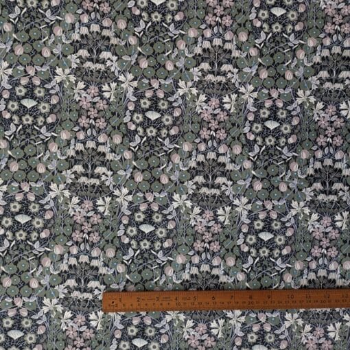 Pima Cotton Lawn Fabric - Retro Floral - 140cm Wide 1