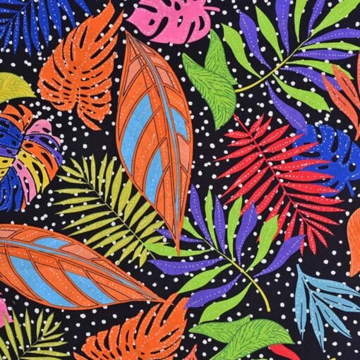 Cotton Fabric, Colourful Jungle On Navy Blue, 150cm Wide | More Sewing
