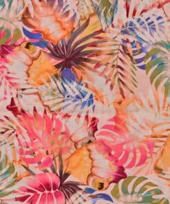 Viscose Blend Fabric - Digital Leaves On Pink - 145cm Wide | More Sewing
