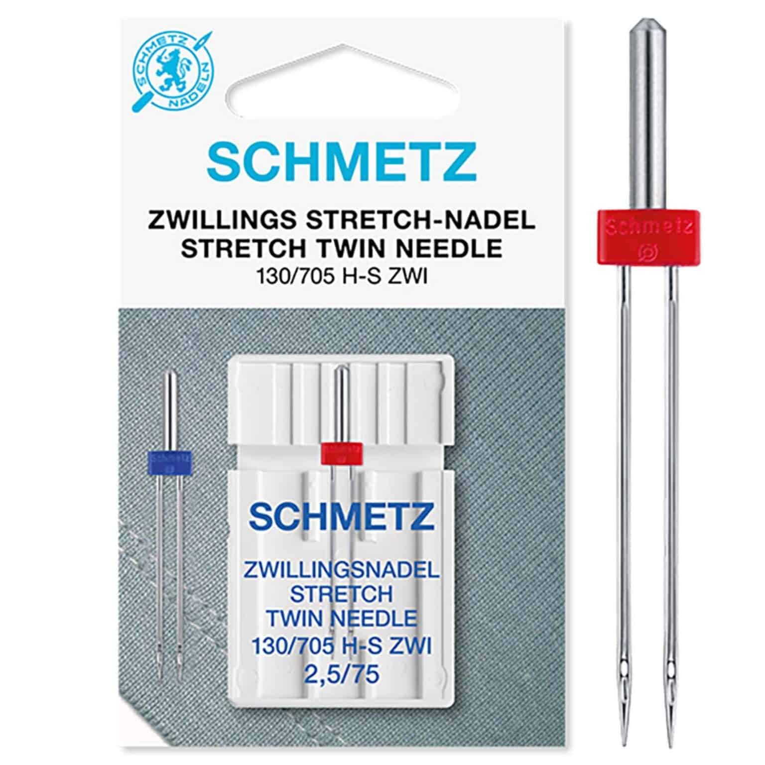 Schmetz Stretch Twin Sewing Machine Needle, 2.5mm | Twin Stretch Needle | More Sewing