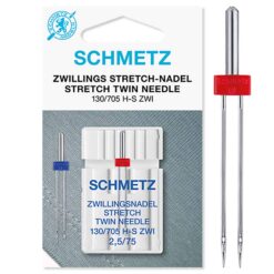 Schmetz Stretch Twin Sewing Machine Needle, 2.5mm | Twin Stretch Needle | More Sewing