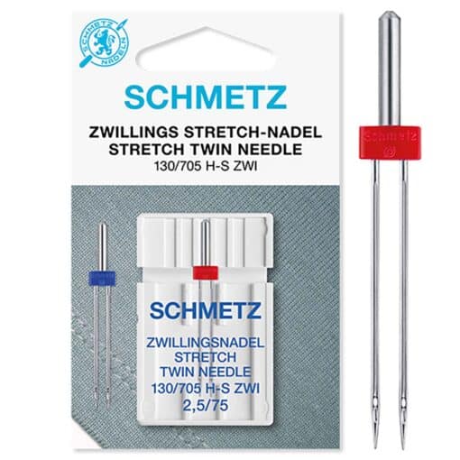 Schmetz Stretch Twin Sewing Machine Needle, 2.5mm | Twin Stretch Needle | More Sewing