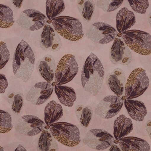 Polyester Satin Fabric, Leaves, 145cm Wide