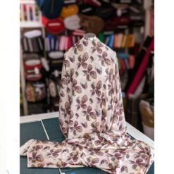 Polyester Satin Fabric, Leaves, 145cm Wide